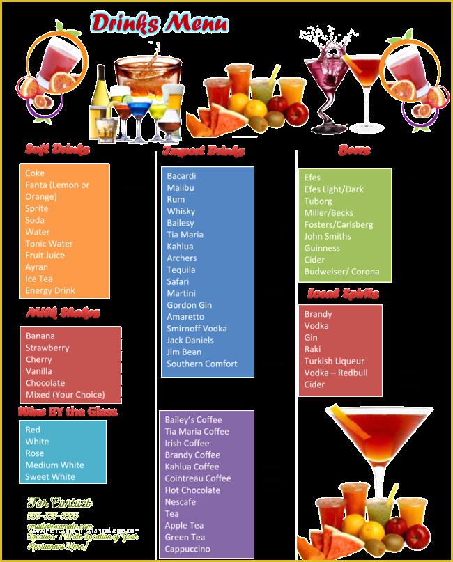 Free Printable Drink Menu Template Of Drink Menu Template 5 Best Drink Menu formats