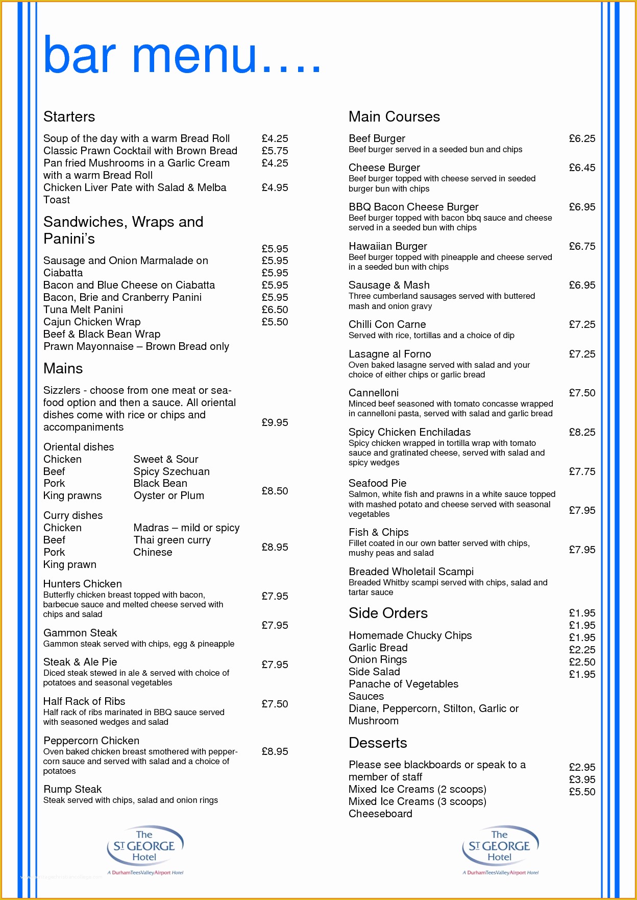 Free Printable Drink Menu Template