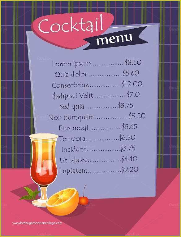 Free Printable Drink Menu Template Of Free Printable Drink Menu Template Fresh Cocktail Menu