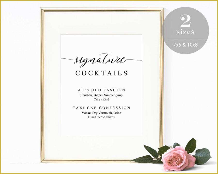 Free Printable Drink Menu Template Of Signature Cocktails Sign Template Printable Drink Sign