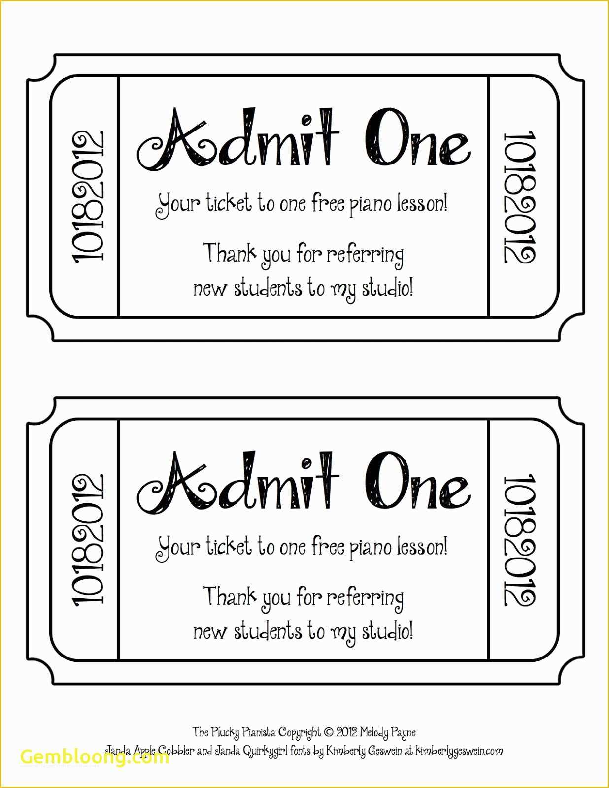 Free Printable event Ticket Template Of Lovely Free event Ticket Template Printable