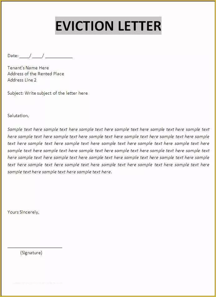Free Printable Eviction Notice Template Of Eviction Letter Template
