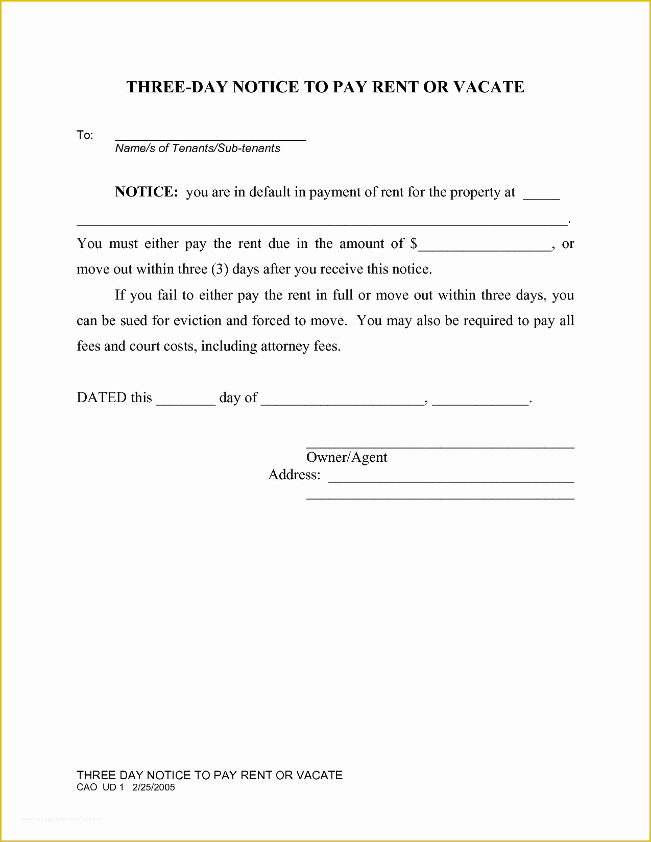 46 Free Printable Eviction Notice Template