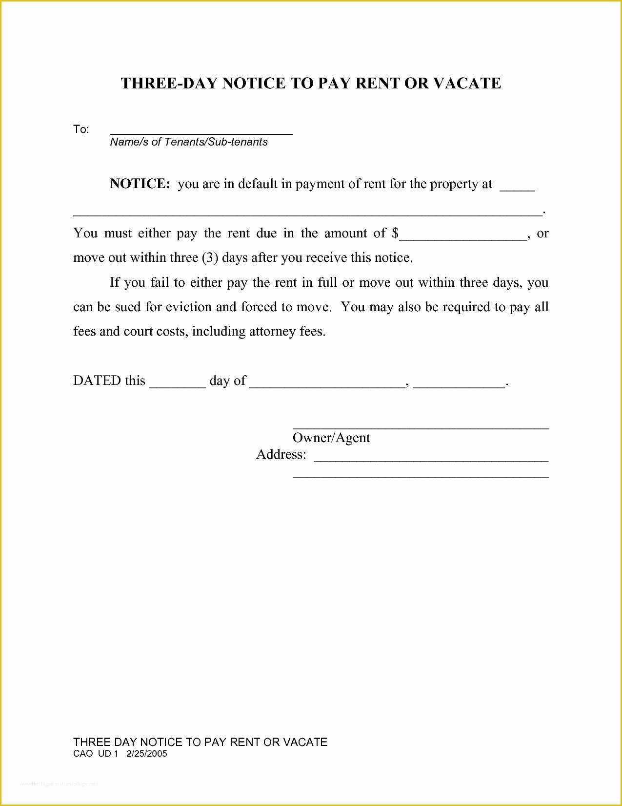 Free Printable Eviction Notice Template Of Eviction Notice Template Scope Of Work Template