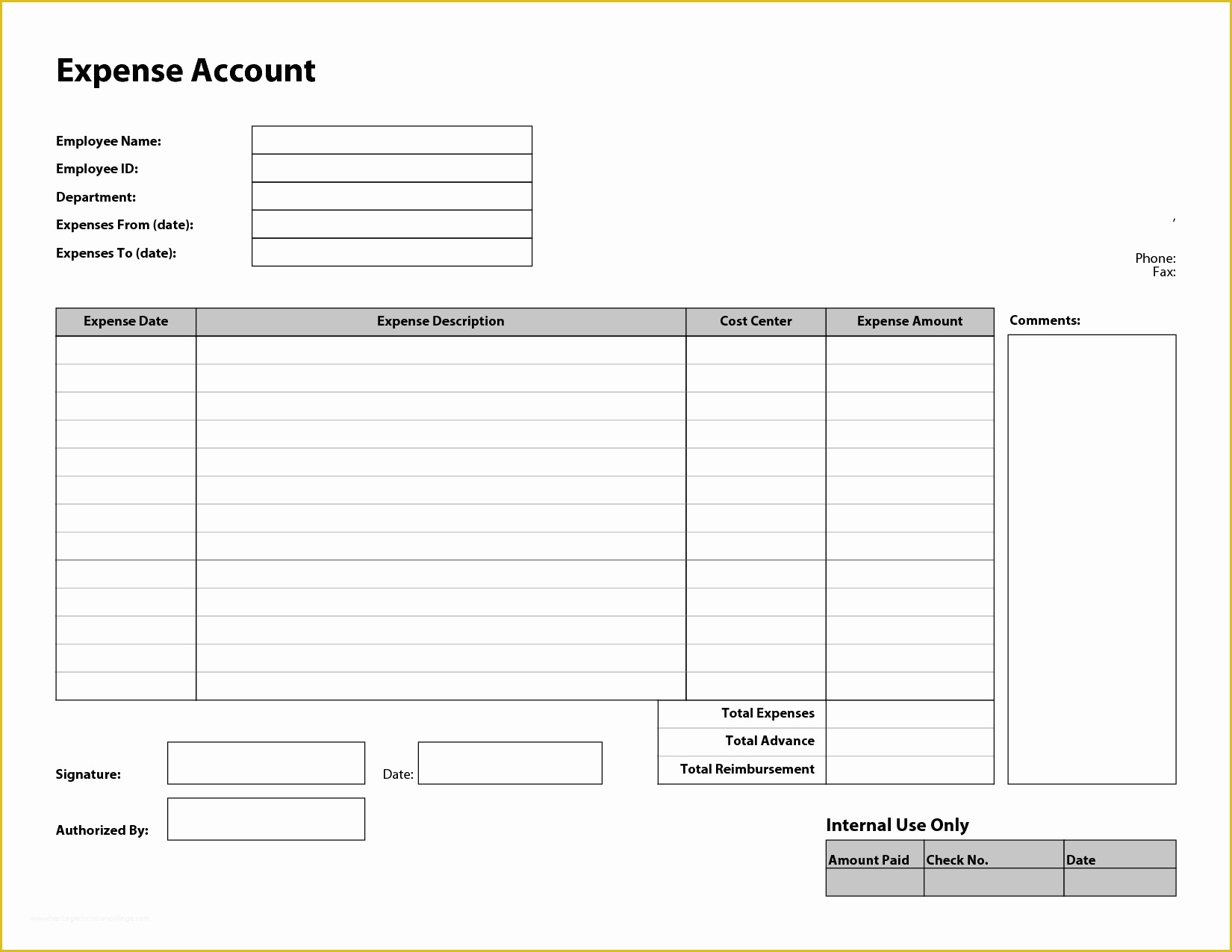 Free Printable Expense Reports Templates Of 10 Best Of Free Printable Expense Report Template