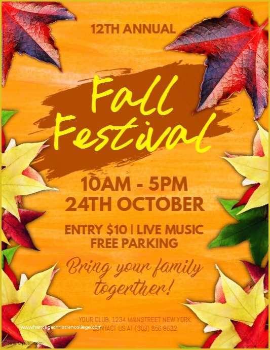 Free Printable Fall Festival Flyer Templates Of Fall Festival Flyer Template