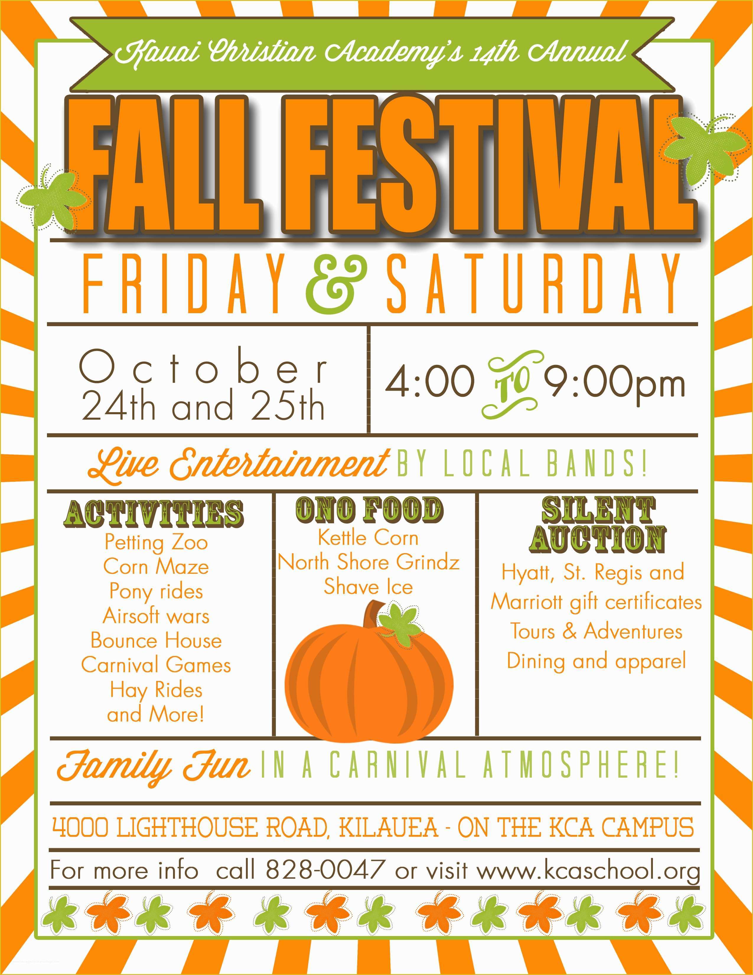 Free Printable Fall Festival Flyer Templates Of Kauai Christian Academy