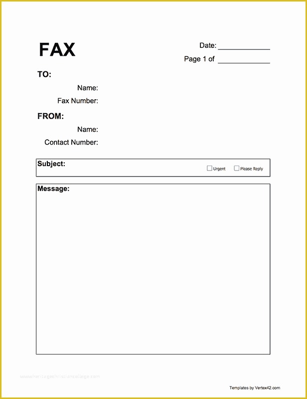 Free Printable Fax Cover Letter Template Of Free Printable Fax Cover Sheet Pdf From Vertex42