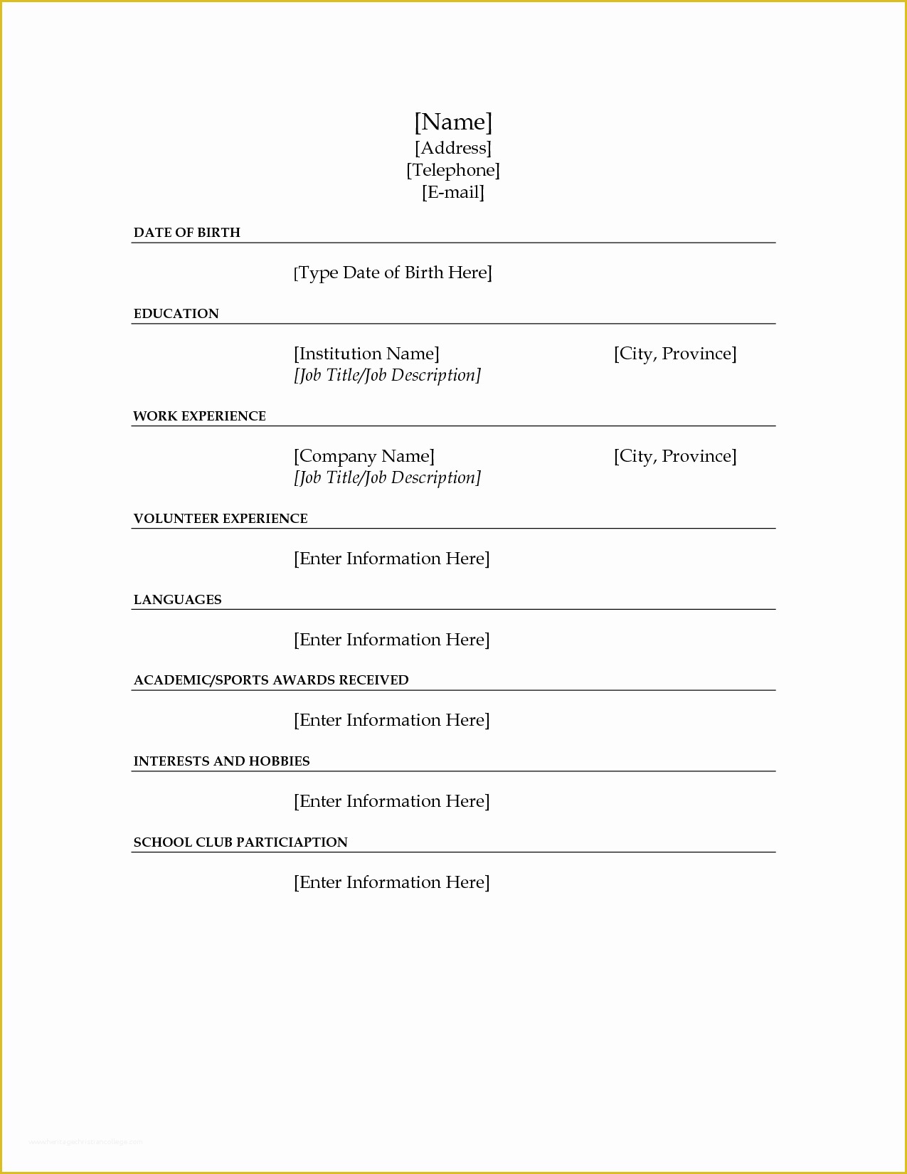 Free Printable Fill In the Blank Resume Templates Of 10 Best Of Blank Resume Template Worksheet Free