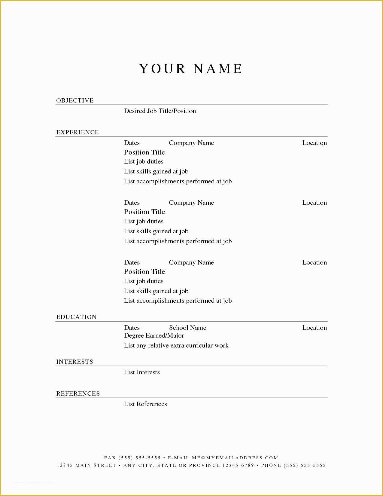 Free Printable Fill In the Blank Resume Templates Of 20 Free Printable Fill In the Blank Resume Templates