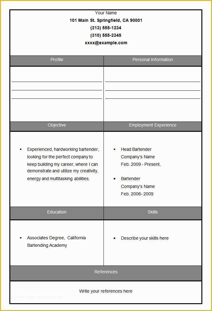 Free Printable Fill In the Blank Resume Templates Of 46 Blank Resume Templates Doc Pdf