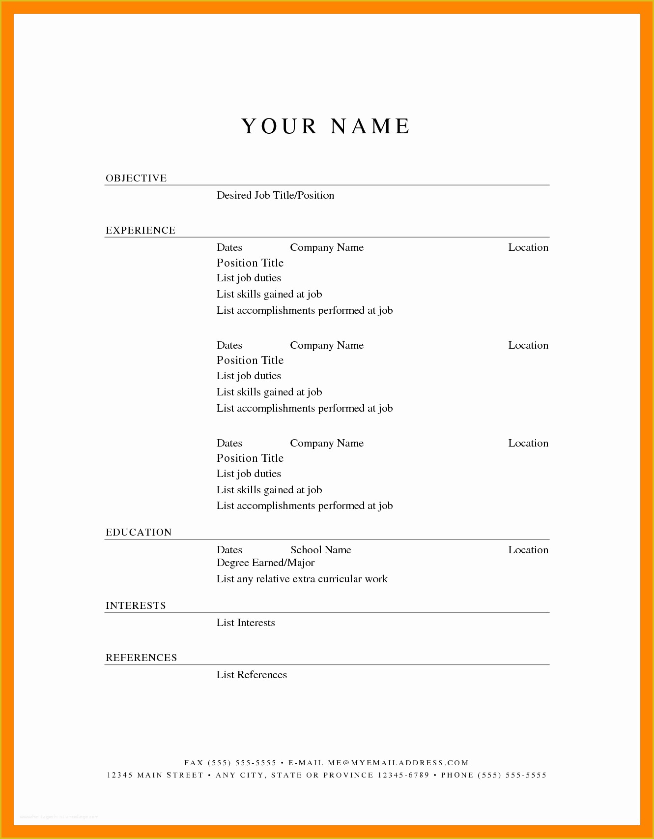Free Printable Fill In the Blank Resume Templates Of 6 Free Printable Fill In the Blank Resume Templates