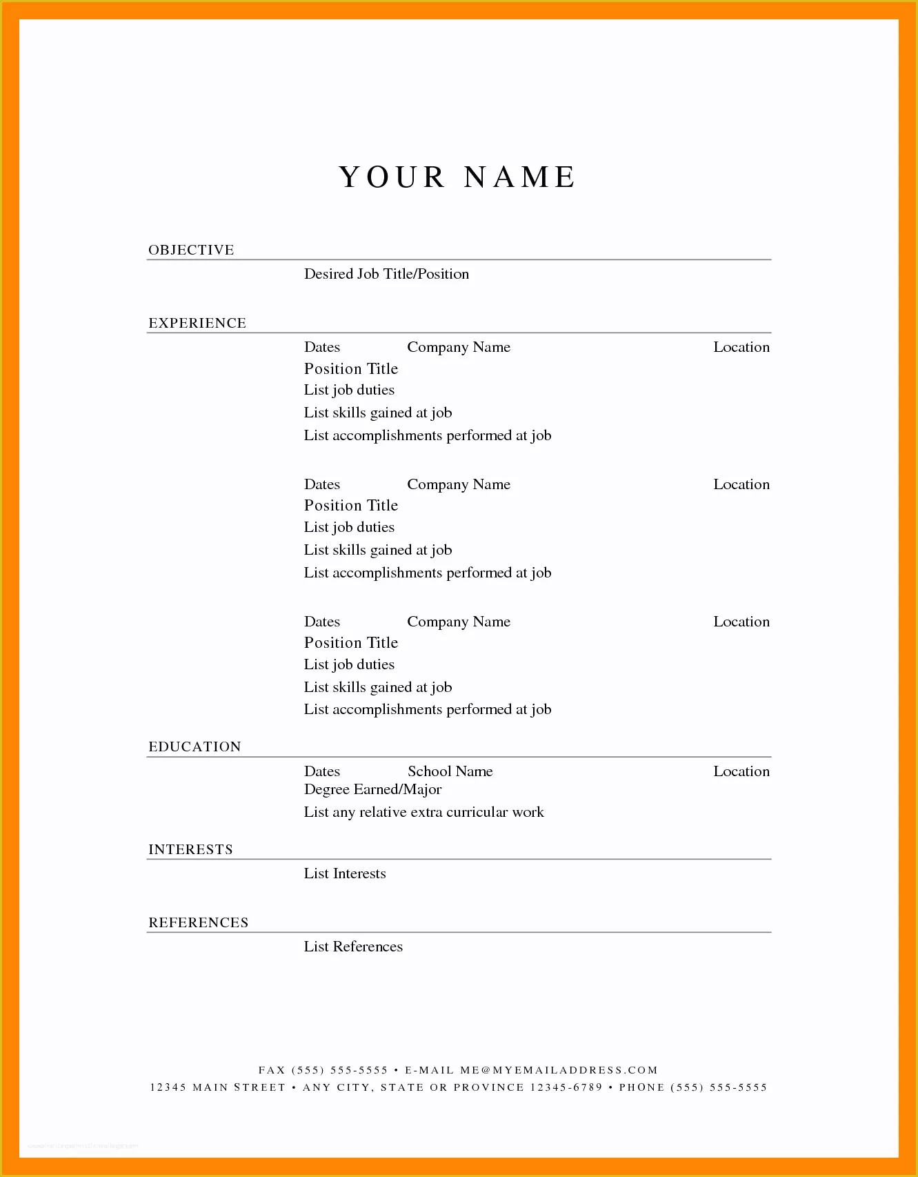 Free Printable Fill In the Blank Resume Templates Of 6 Free Printable Fill In the Blank Resume Templates