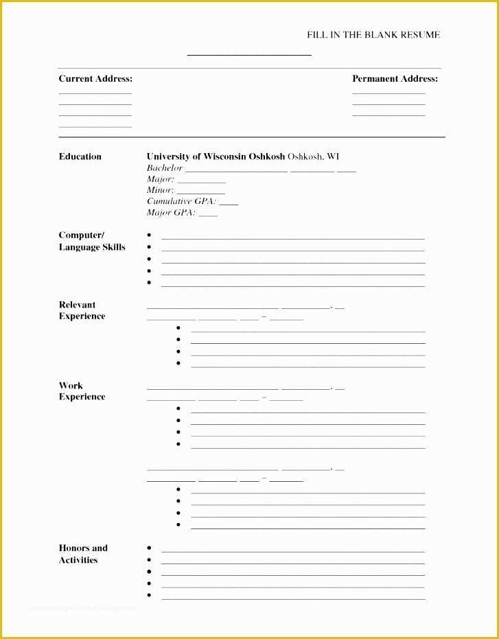 blank resume templates pdf fillable