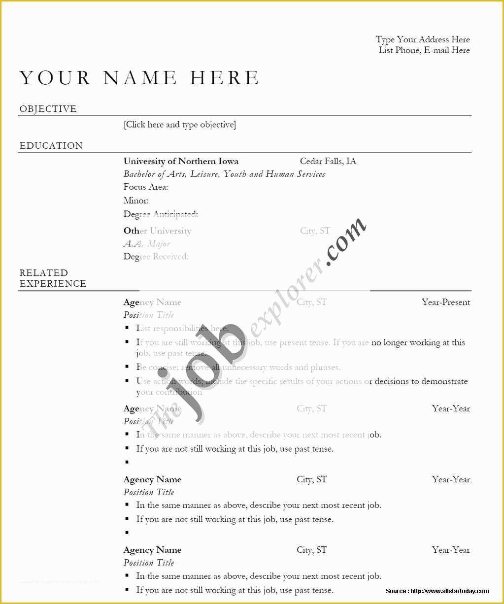 41 Free Printable Fill In the Blank Resume Templates