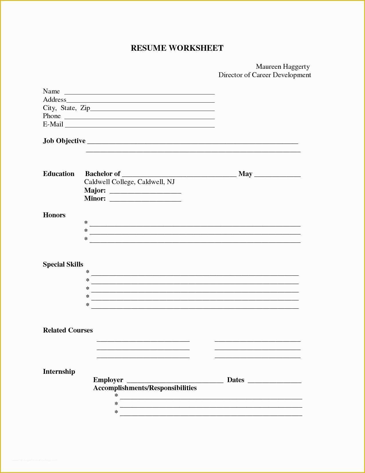 Free Printable Fill In the Blank Resume Templates Of Pin Oleh Jobresume Di Resume Career Termplate Free