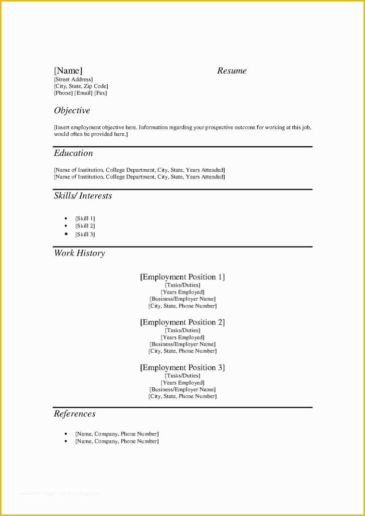 Free Printable Fill In The Blank Resume Templates Of Resume Templates 