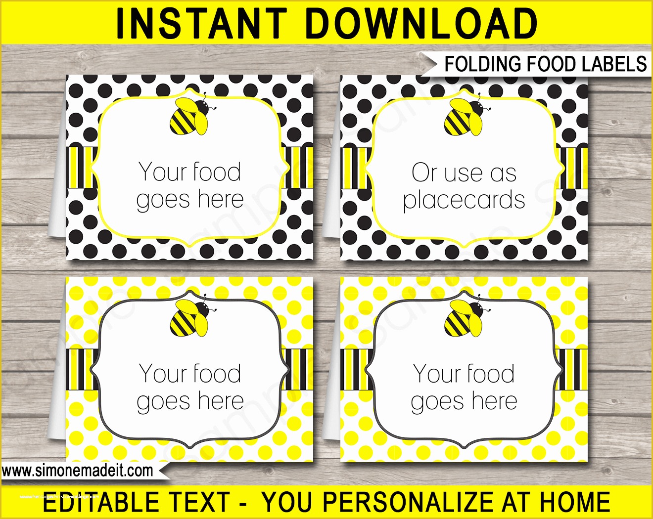 Free Printable Food Labels Templates Of Bee Party Food Labels Place Cards