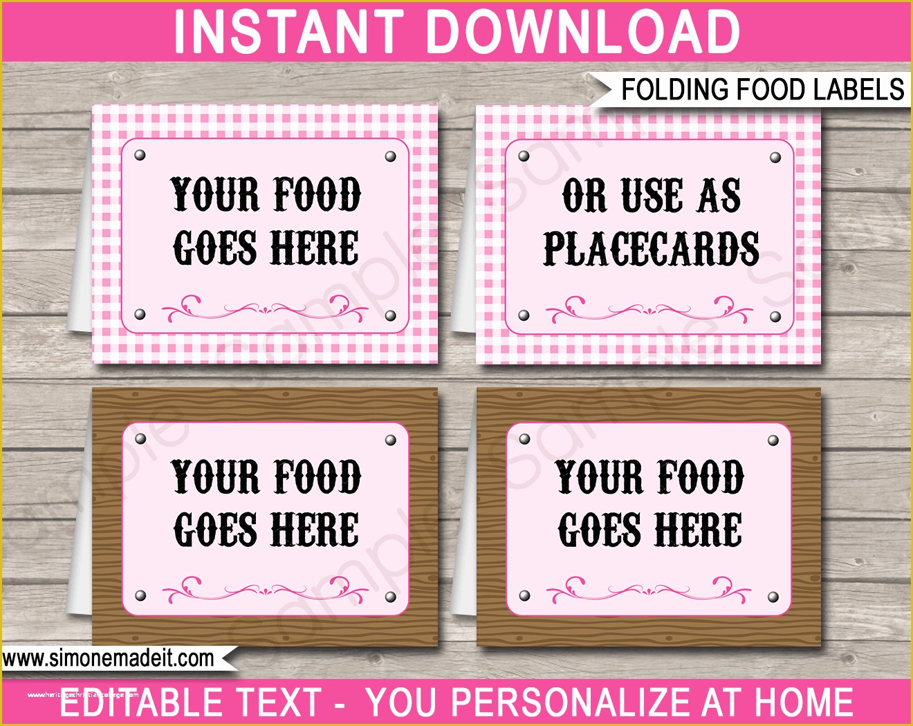 Free Printable Food Labels Templates Of Cowgirl Party Food Labels Place Cards