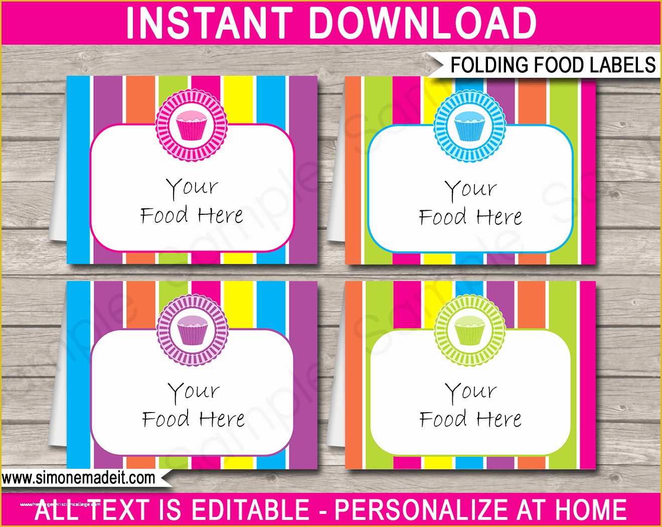 Free Printable Food Labels Templates Of Cupcake Party Food Labels Place Cards