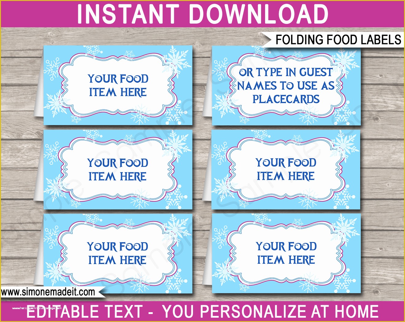 Free Printable Food Labels Templates Of Frozen Party Food Labels Place Cards