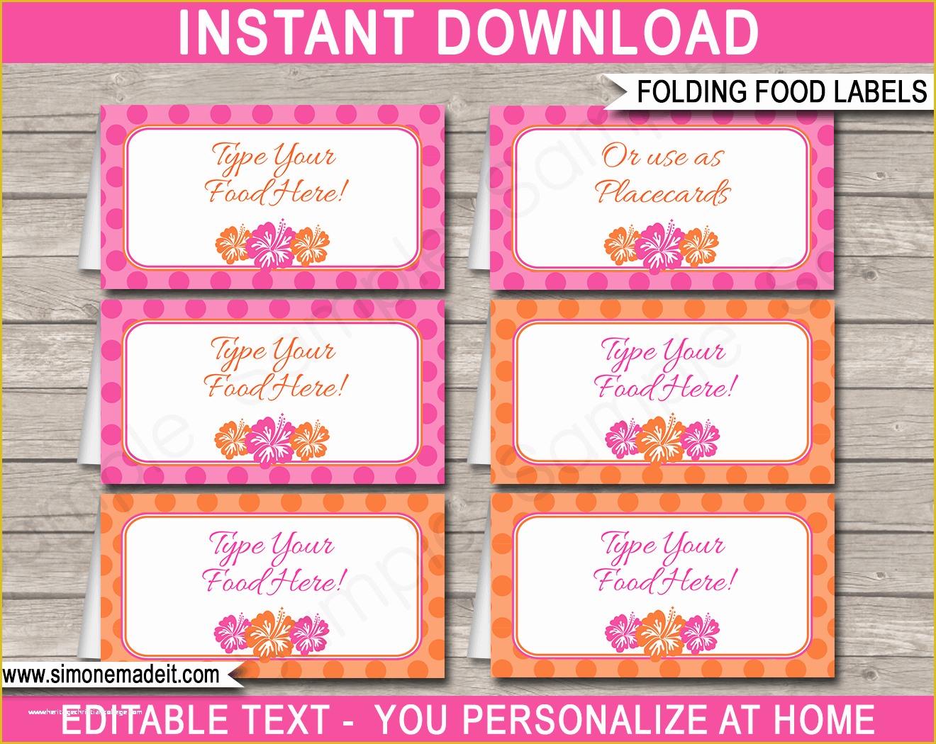 Free Printable Food Labels Templates Of Hawaiian Luau Party Food Labels Place Cards