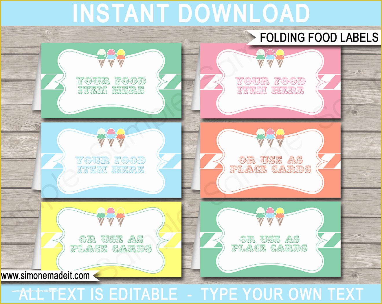 Free Printable Food Labels Templates Of Ice Cream Party Food Labels Place Cards