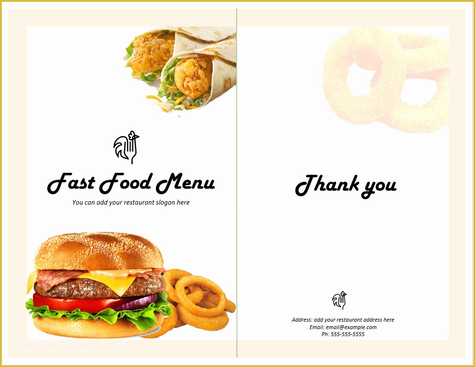 Free Printable Food Menu Templates Of Fast Food Menu Template Word Templates