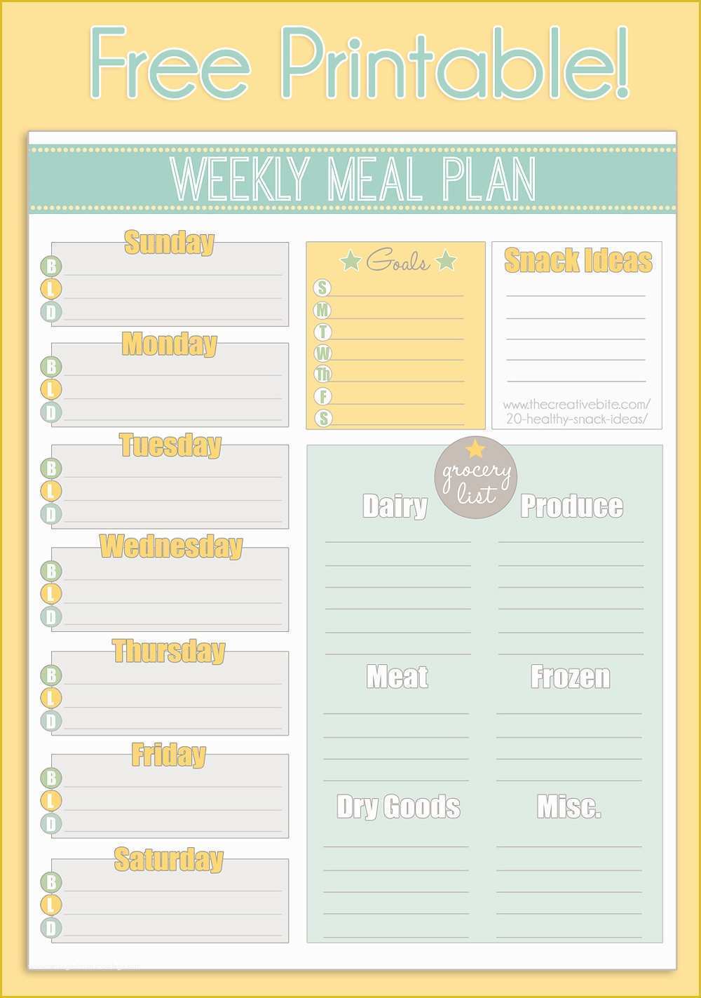 Free Printable Food Menu Templates Of Free Printable Weekly Meal Planner Calendar