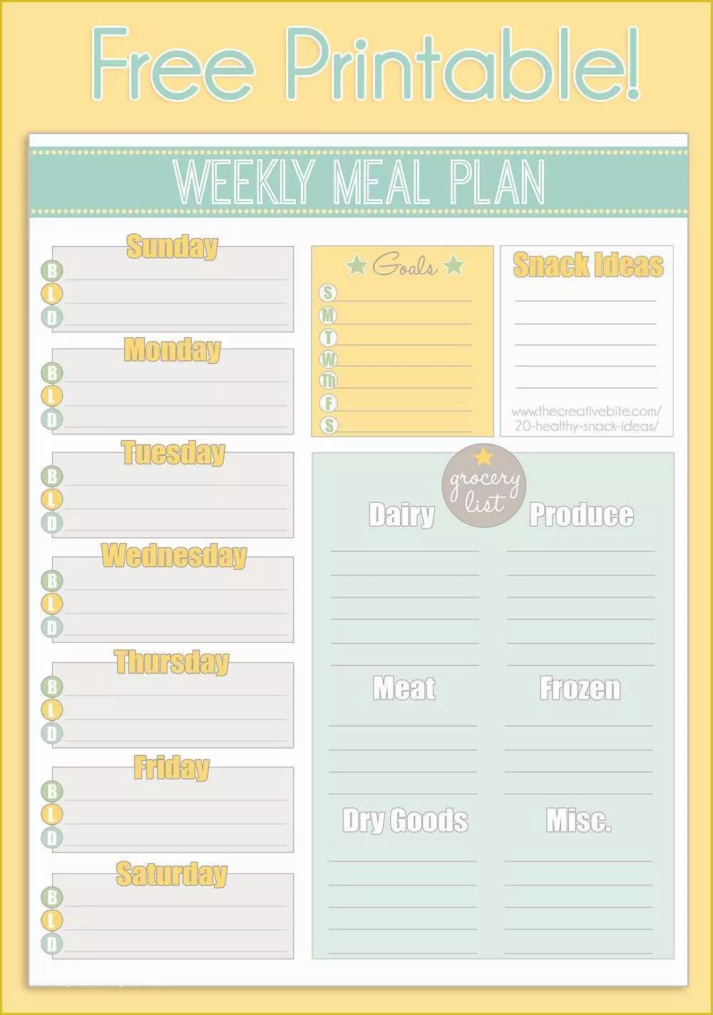 Free Printable Food Menu Templates Of Free Printable Weekly Meal Planner Calendar