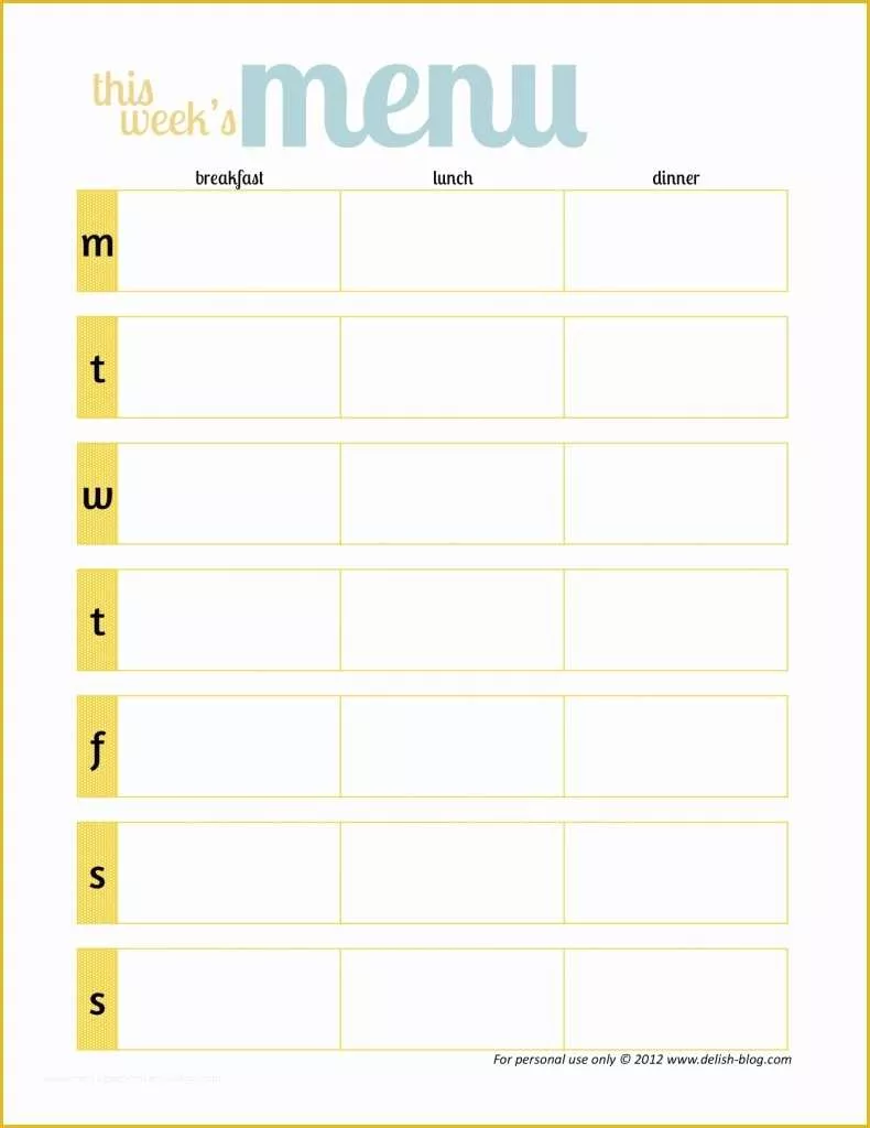 Free Printable Food Menu Templates Of Little Housewife Meal Planning