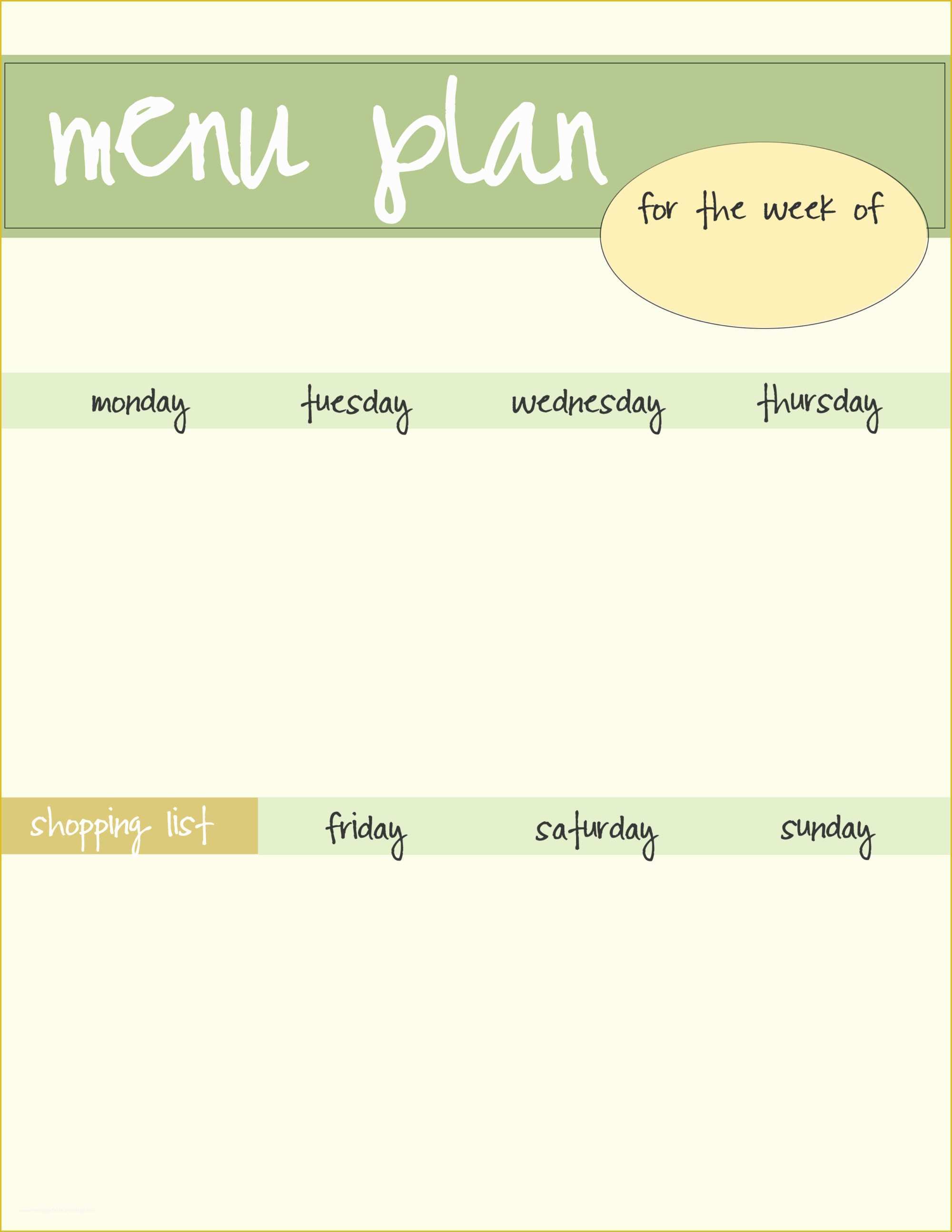 Free Printable Food Menu Templates Of Meal Planning Template Free Download