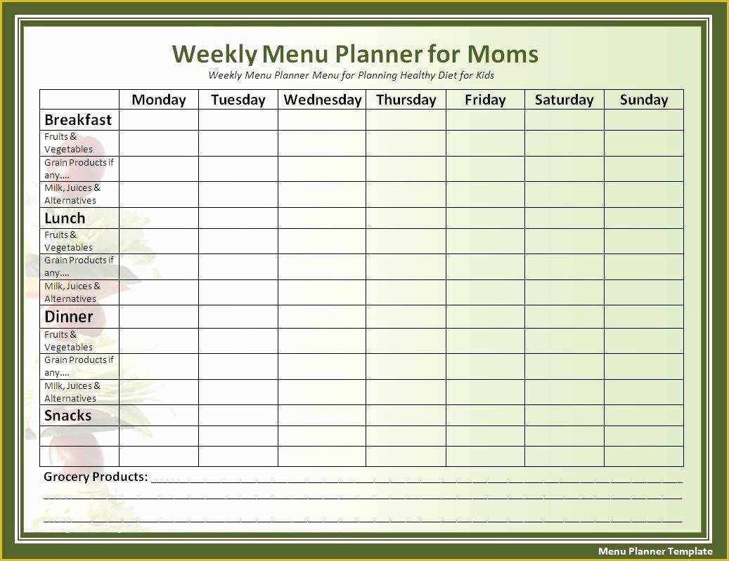 Free Printable Food Menu Templates Of Printable Menu Planner Template