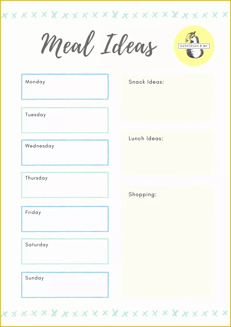 Free Printable Food Menu Templates Of Weekly Meal Planner Free Template Nutrition & Me