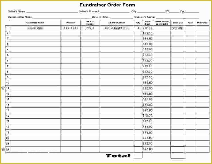 Free Printable Fundraiser order form Template Of 5 Blank order form Template