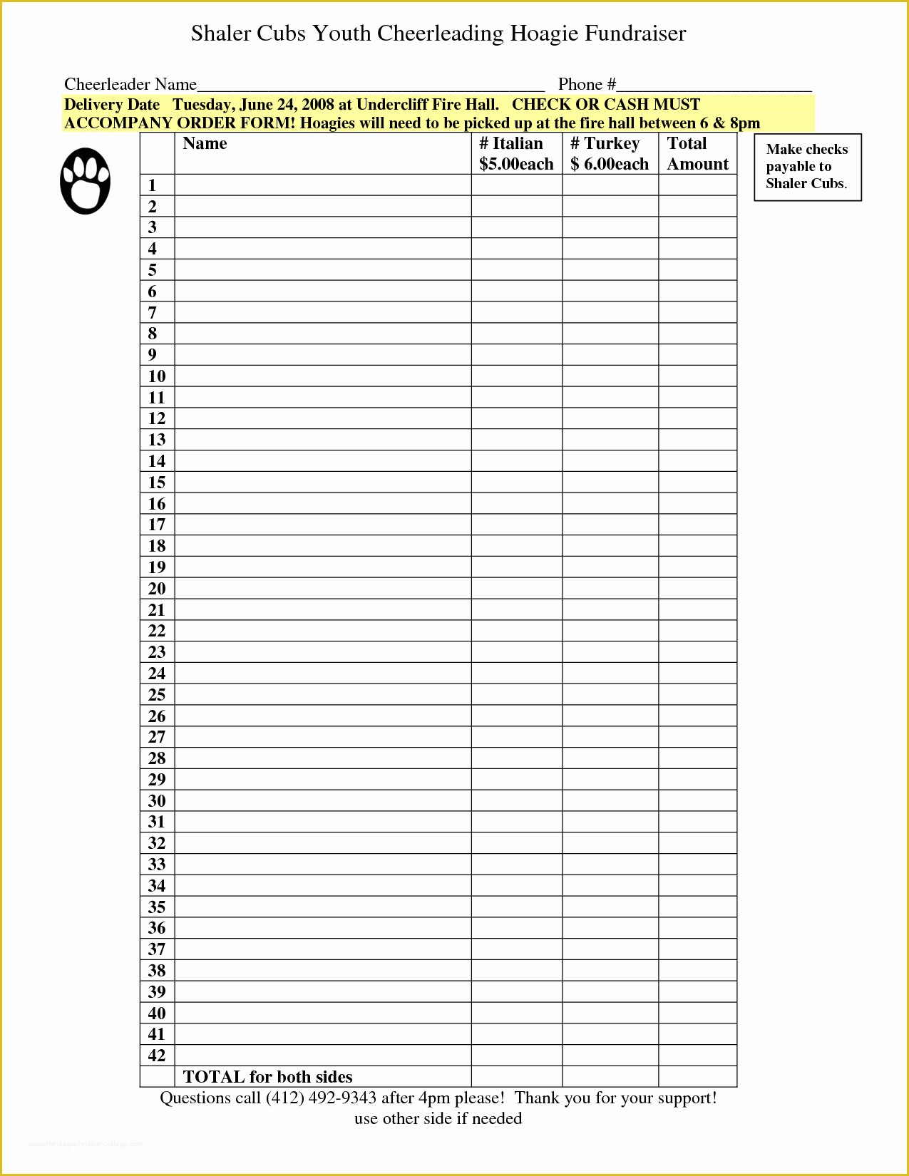 Free Printable Fundraiser order form Template Of 6 Best Of Free Printable Fundraiser forms Hoagie