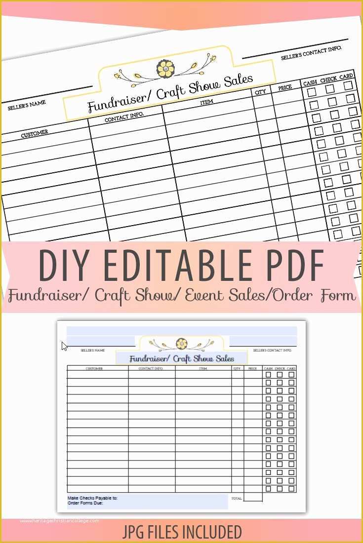 Free Printable Fundraiser order form Template Of Diy Editable Printable Pdf order form Fundraiser Craft