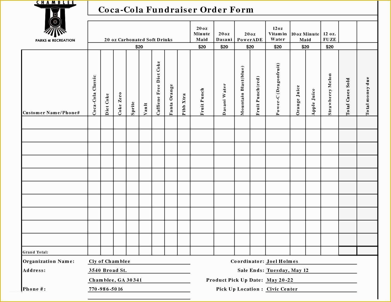 Free Printable Fundraiser order form Template Of Free Fundraiser order form Template Excel