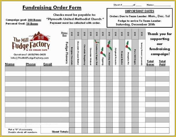 Free Printable Fundraiser order form Template Of Fundraiser order Templates Word Excel Samples