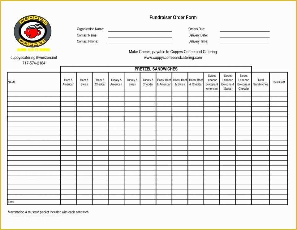 Free Printable Fundraiser order form Template Of order form Templates Work Change More Sheet Template Free