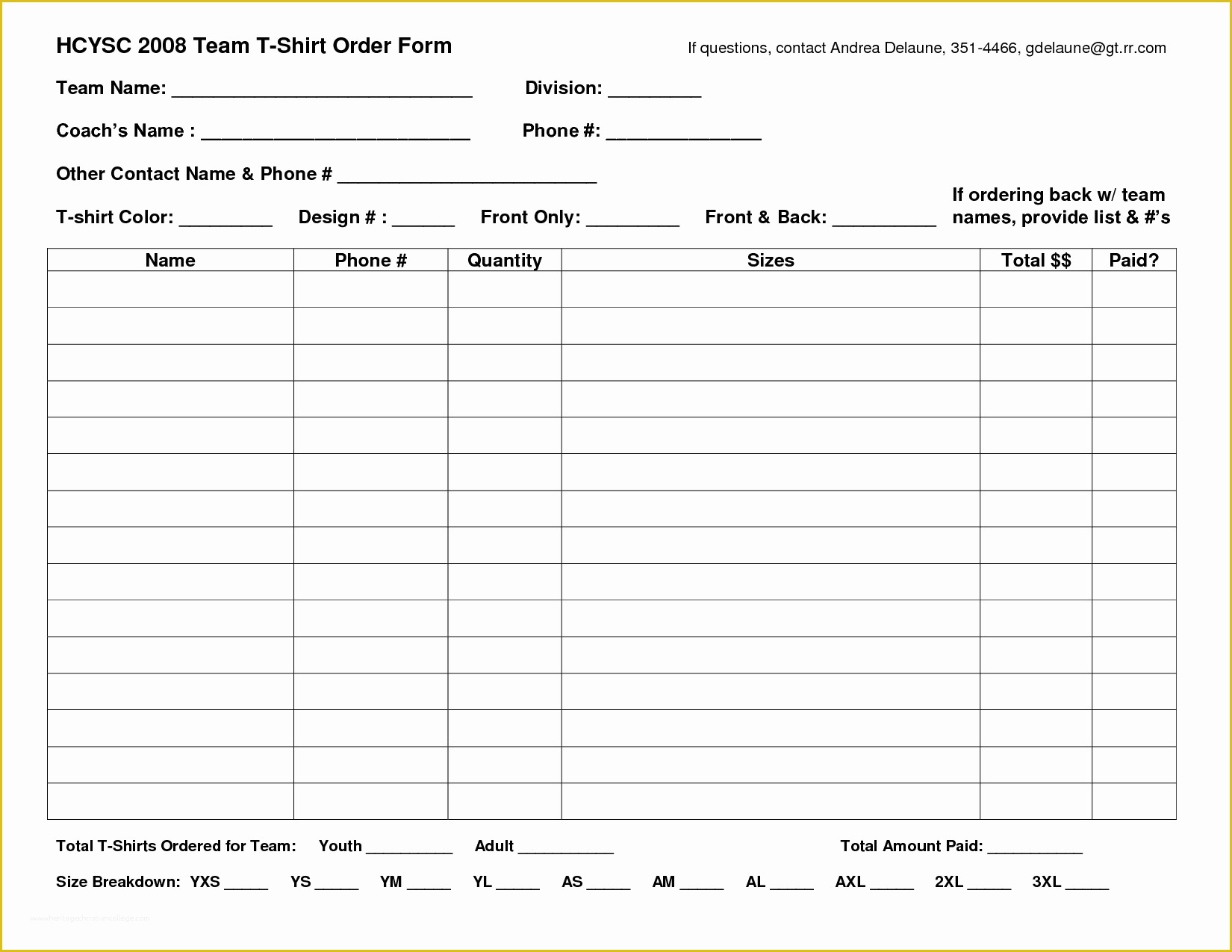 Free Printable Fundraiser order form Template Of T Shirt order form Template