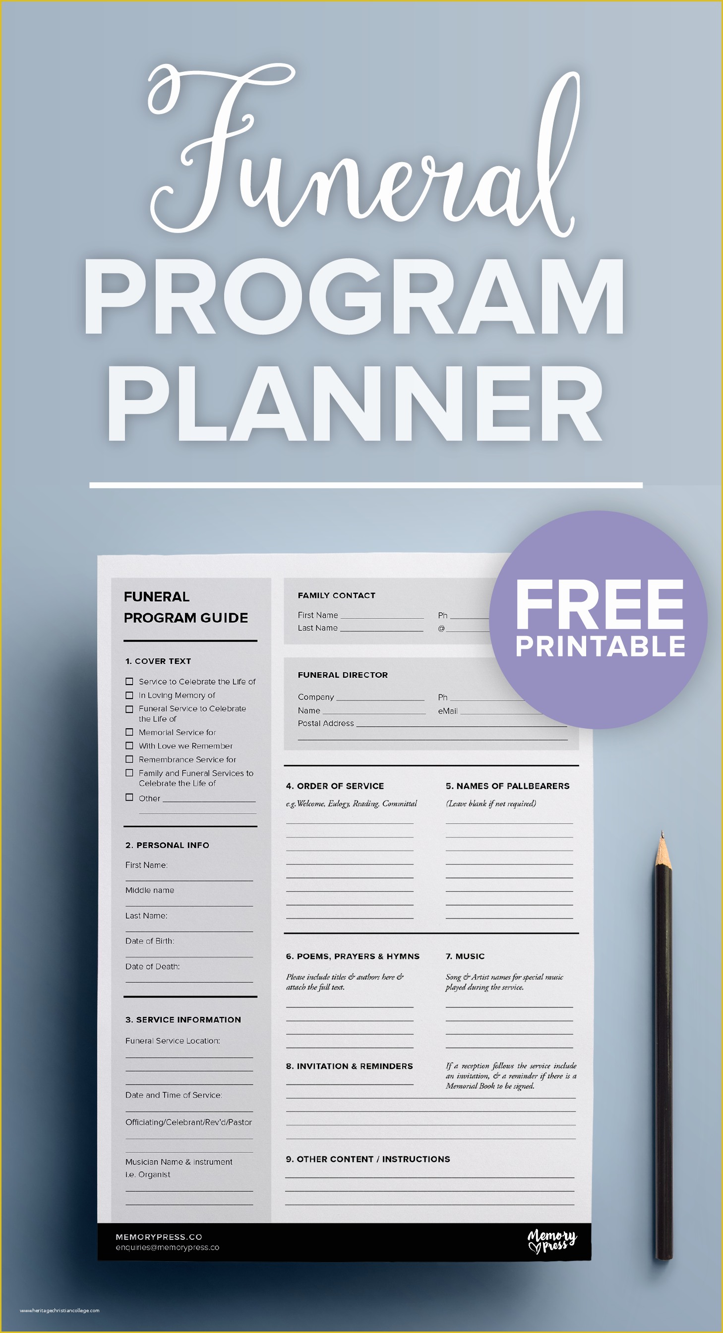 Free Printable Funeral Program Template Of Free Printable Funeral Program Planner