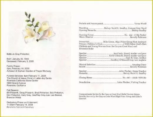 Free Printable Funeral Program Template Of Free Printable Wedding Programs Templates