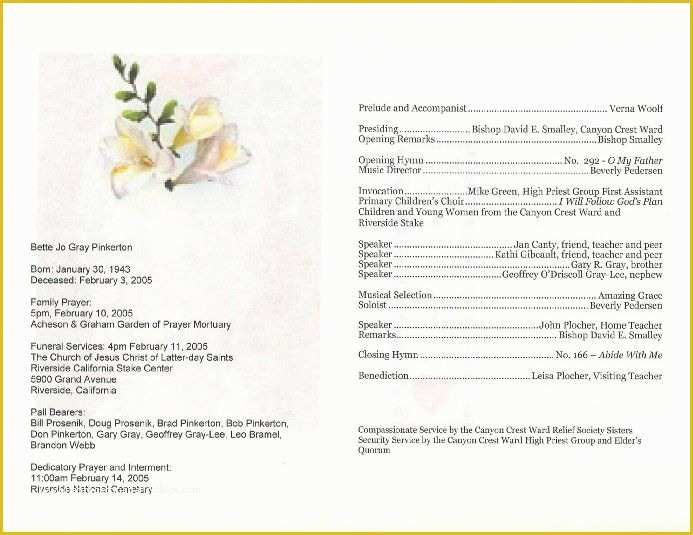 Free Printable Funeral Program Template Of Free Printable Wedding Programs Templates