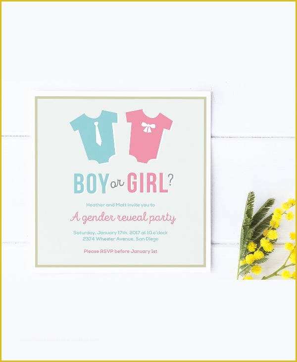 Free Printable Gender Reveal Invitation Templates Of 12 Gender Reveal Party Invitation Designs &amp; Templates