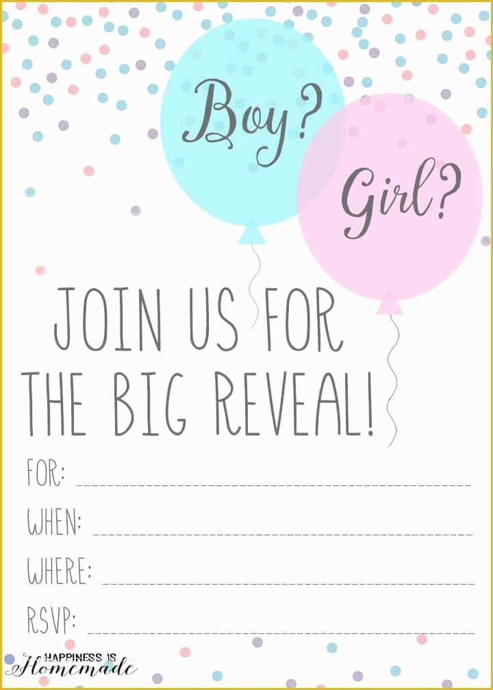Free Printable Gender Reveal Invitation Templates Of Baby Gender Reveal Party Ideas Happiness is Homemade