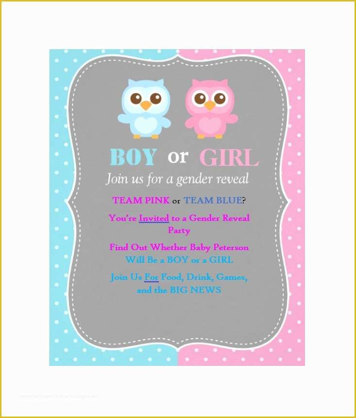 Free Printable Gender Reveal Templates Of 17 Free Gender Reveal Invitation Templates Template Lab