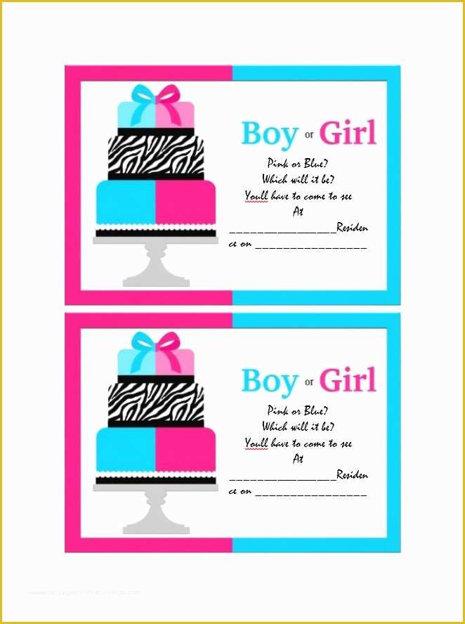 Free Printable Gender Reveal Templates Of 17 Free Gender Reveal Invitation Templates Template Lab