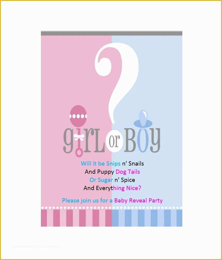 Free Printable Gender Reveal Templates Of 17 Free Gender Reveal Invitation Templates Template Lab