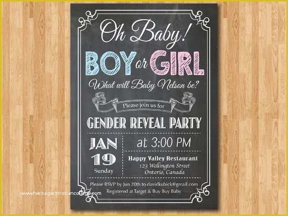 Free Printable Gender Reveal Templates Of Chalkboard Gender Reveal Invitation Baby Boy or Girl